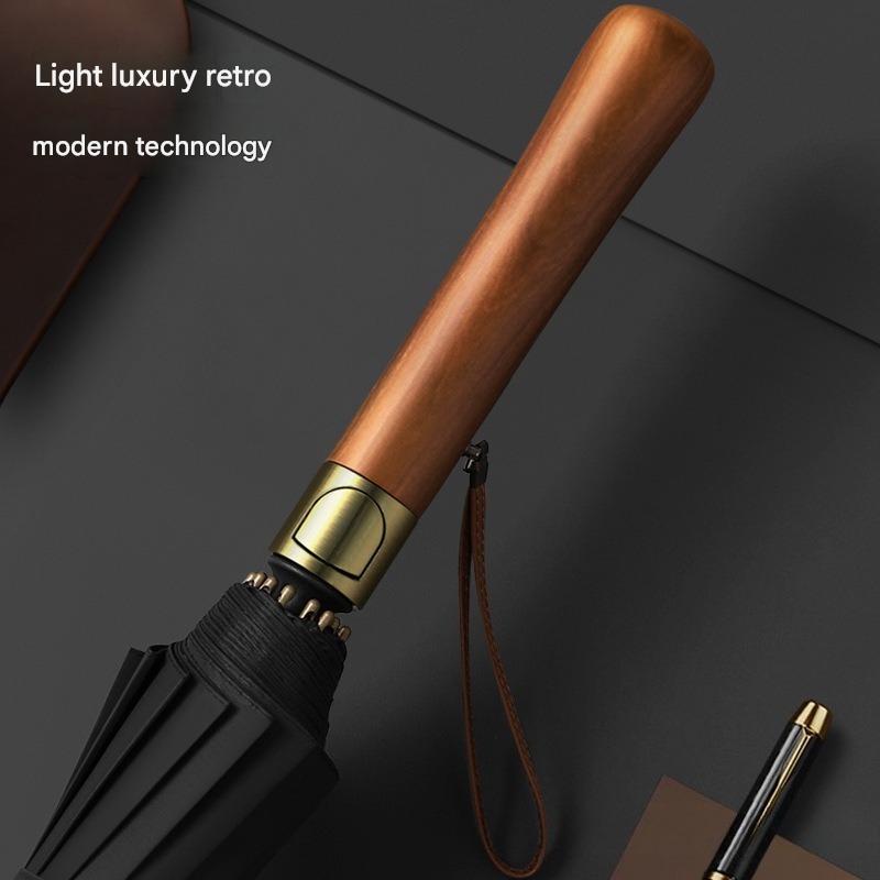 Golf Umbrella Large - 16-Rippen-Golfschirm mit Holzgriff, großer, gerader, langer